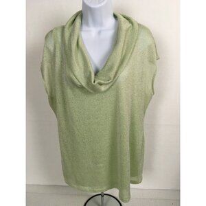 Liz Clairborne Womens Top Size XL Green Sparkly Attached Camisole Cowl Neckline